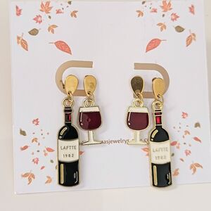 Wine Bottle and Glass Earrings
